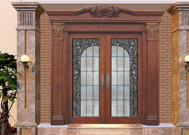 Porta de vidro de deslizamento de madeira de Dedorative do quadro, portas deslizantes de vidro internas da pátina preta