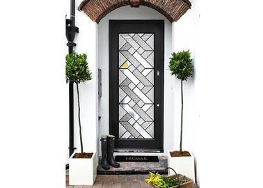 Vidro embutido elegante da porta do ferro forjado da iluminação natural para a mão de construção forjada dignificada